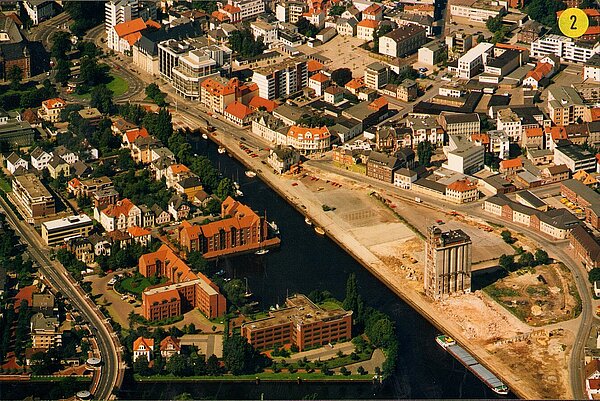 Luftbild Stau / Wendehafen, 1990, Bild: Stadtplanungsamt Oldenburg