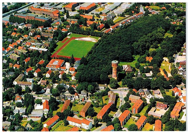 Luftbild von Donnerschwee mit dem Wasserturm. Bild: Stadt Oldenburg