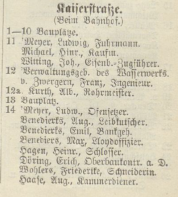 Ausschnitte aus dem „Adreßbuch der Residenzstadt Oldenburg mit Vororten“ aus dem Jahr 1901 von den Seiten 36 und 37, die die Bewohner:innen der Kaiserstraße nennen. Bilder: Stadtmuseum Oldenburg.